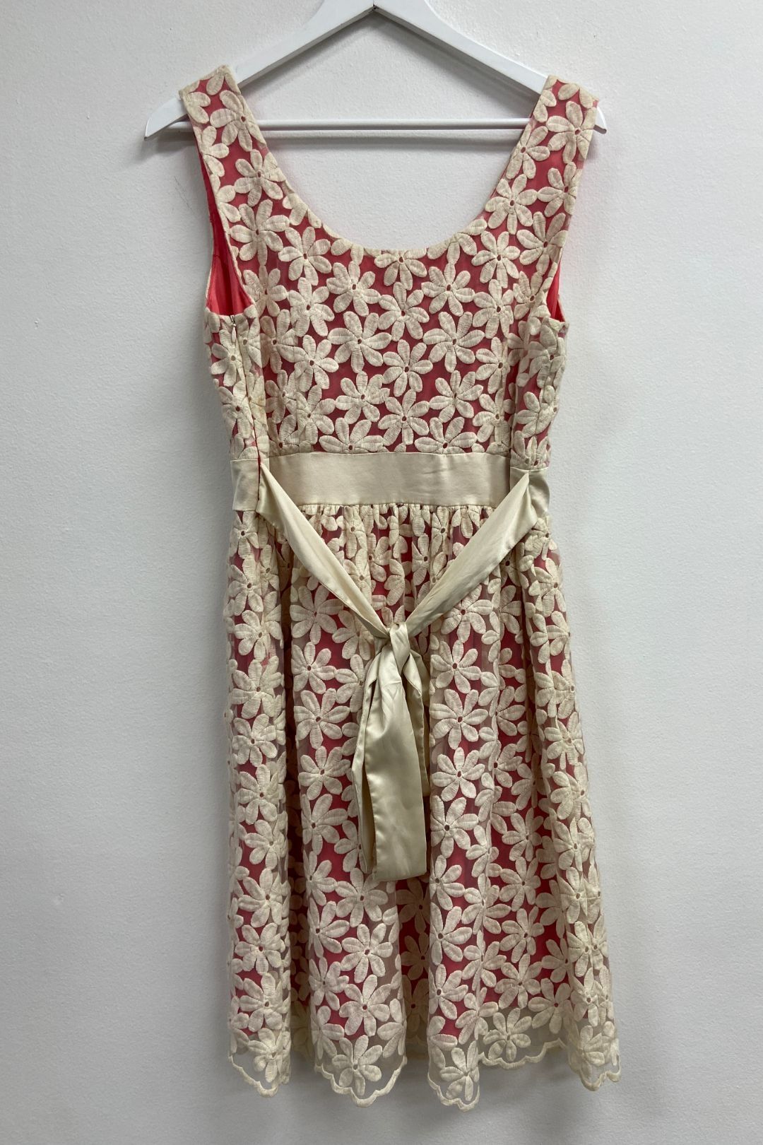 Buy Coral and White Floral Embroidered Dress Review GlamCorner