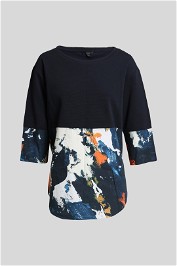 COS Navy Blue Mid Sleeve Patterned Top