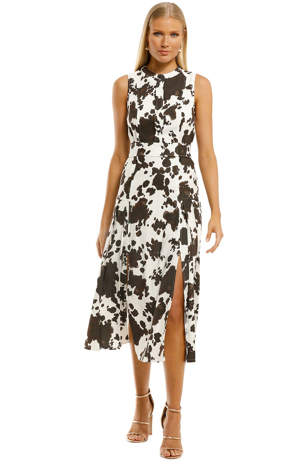 Country-Road-Cow-Print-Shirt-Dress-Antique-White-Front