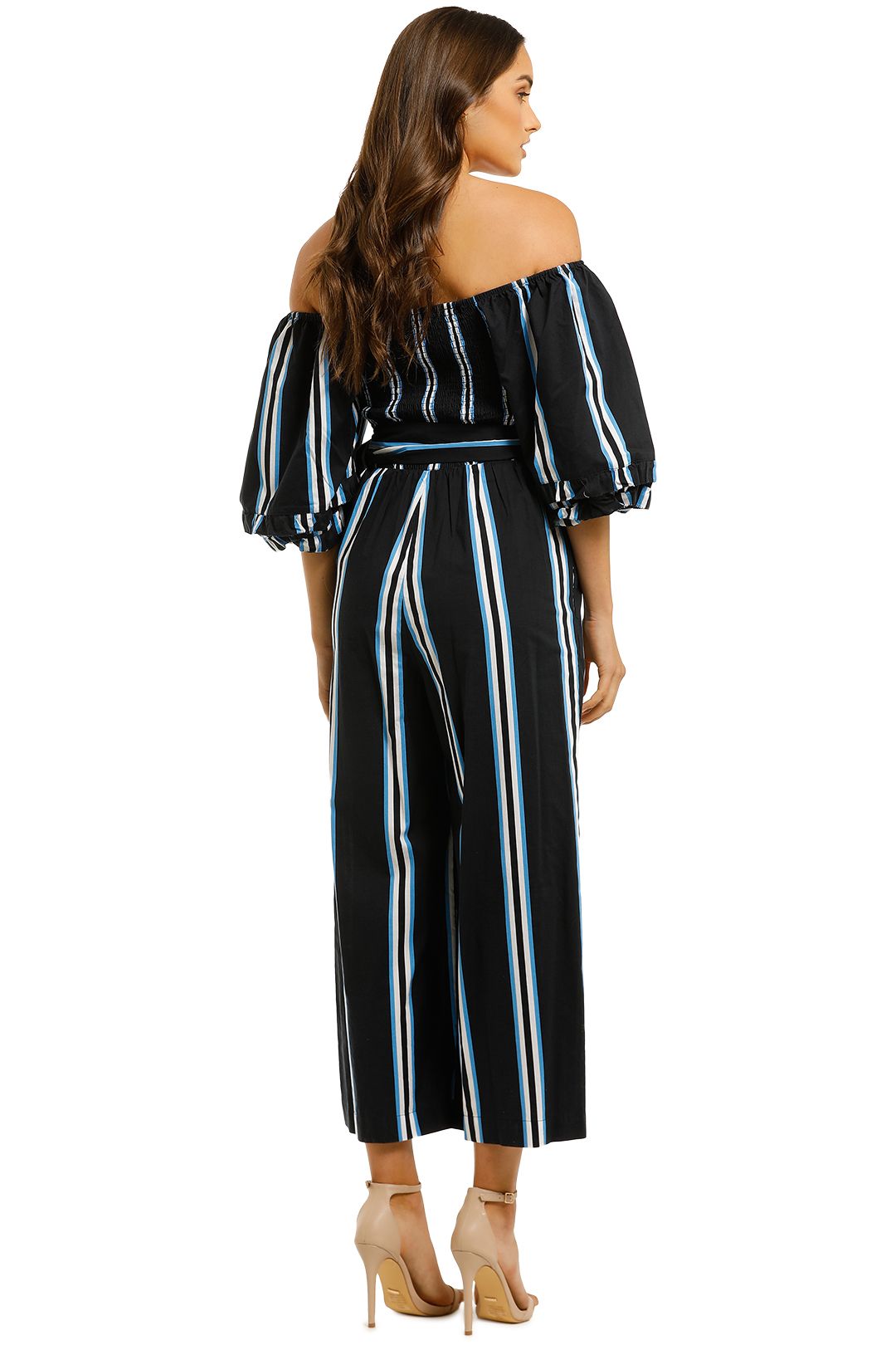 Navy Shirred Ankle Stretch Jumpsuit