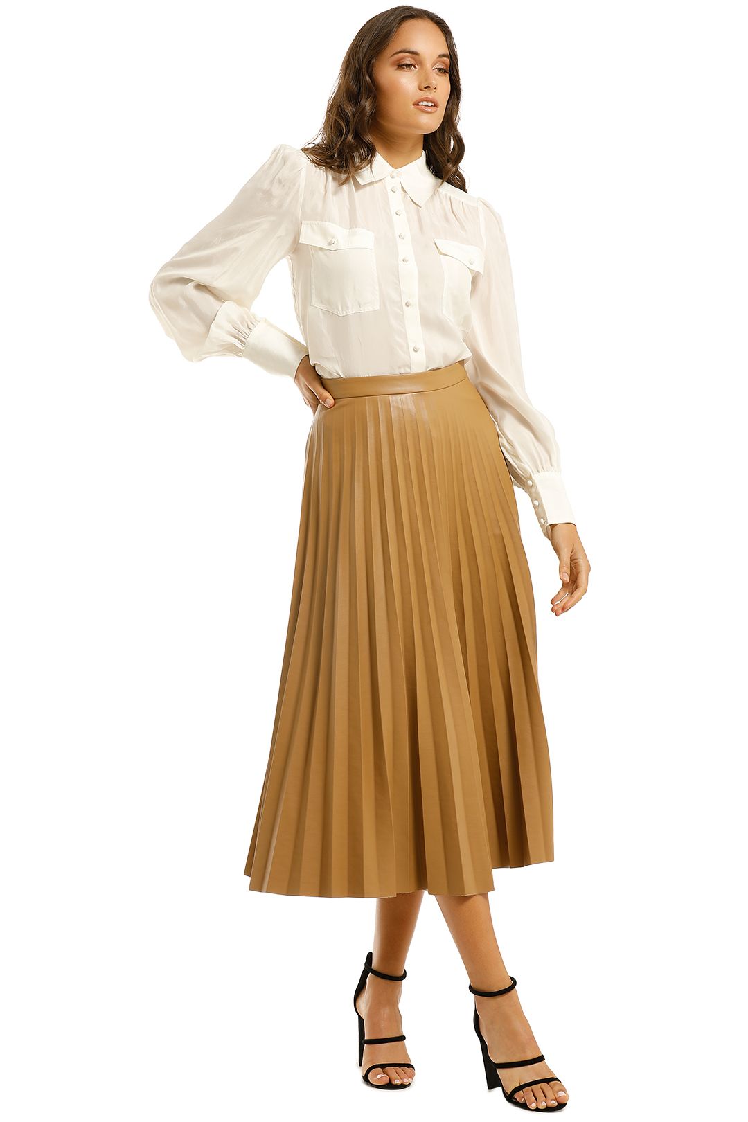 Country road clearance leather midi skirt