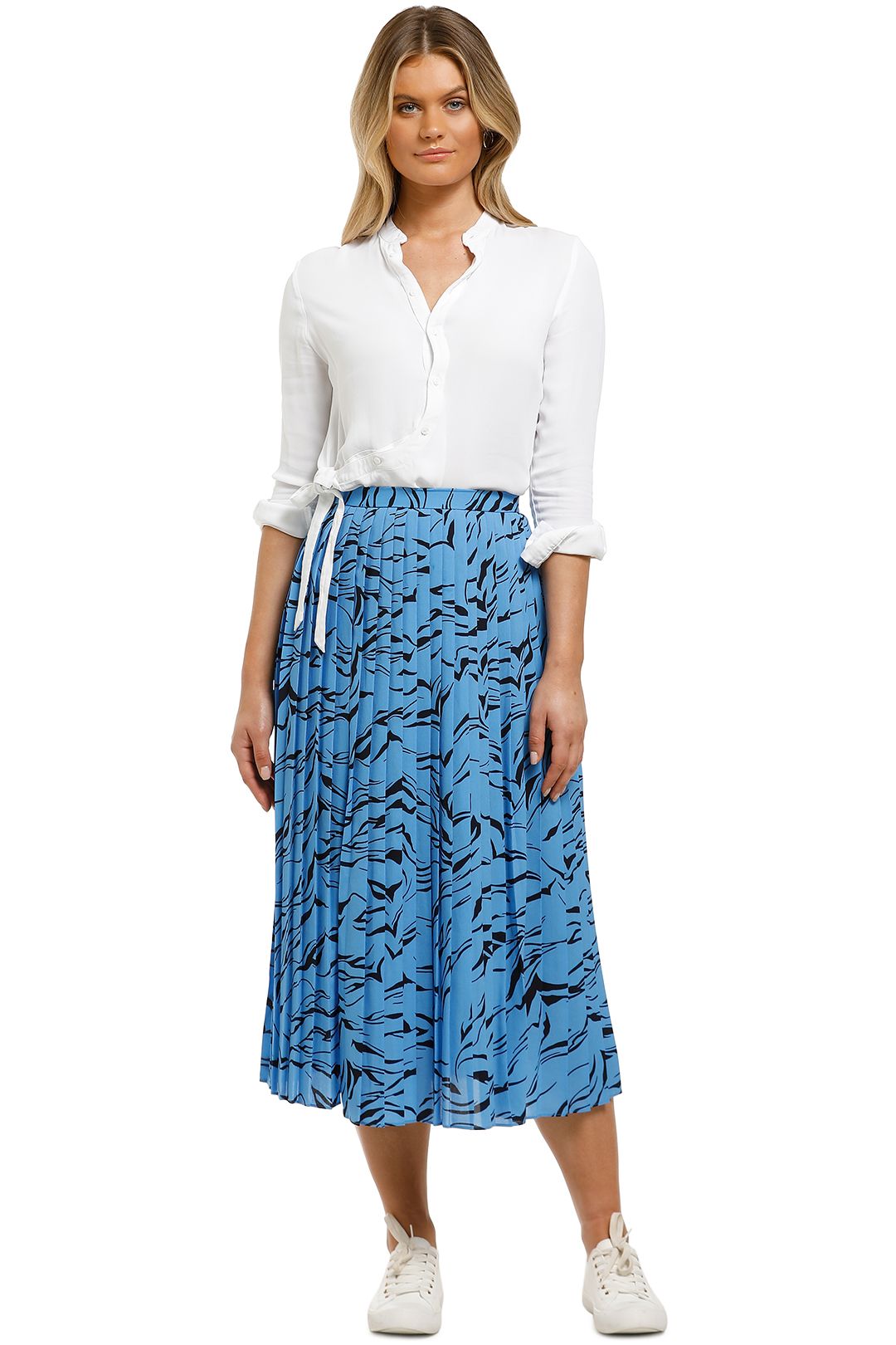 Country-Road-Printed-Pleat-Skirt-Azure-Front