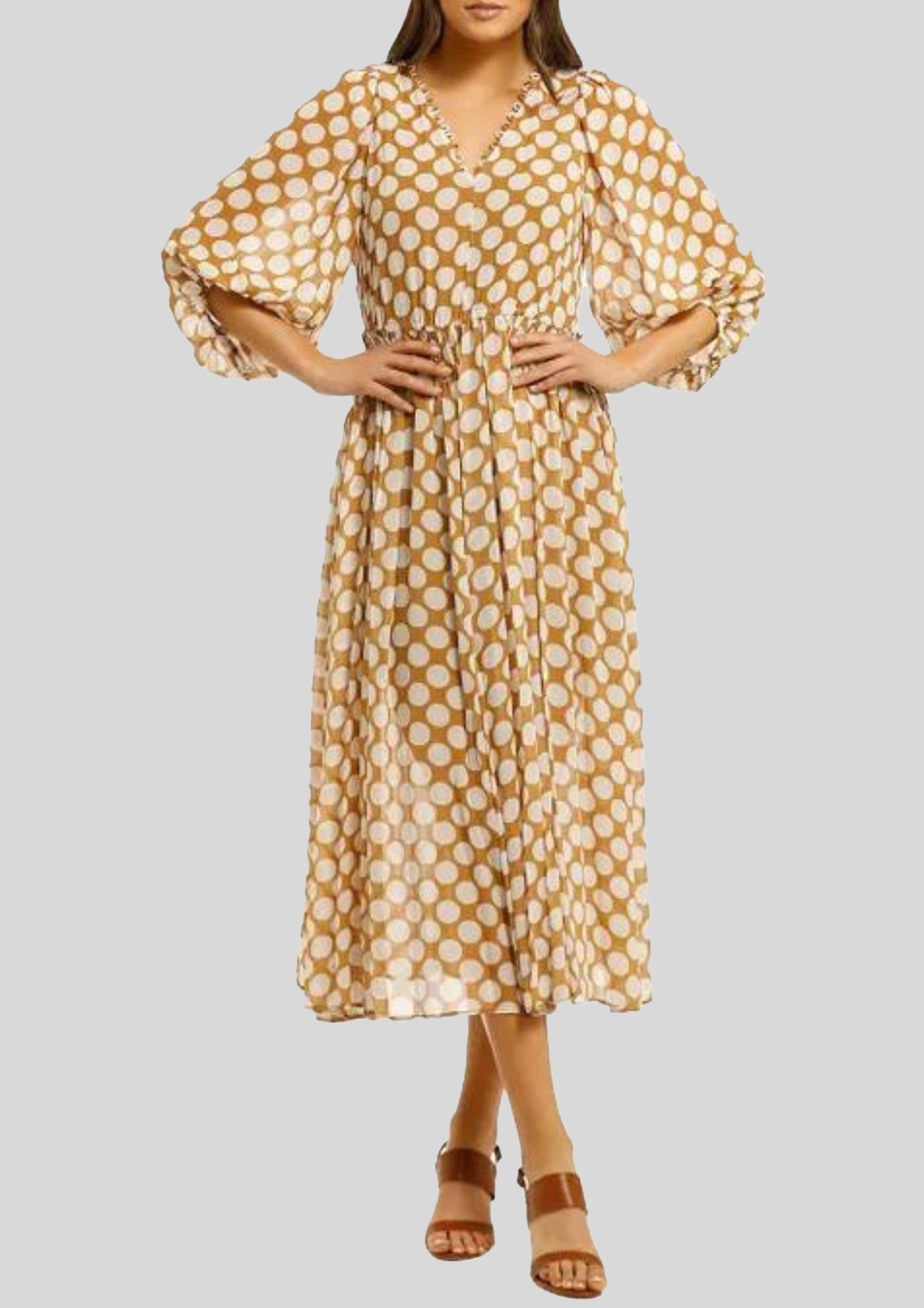 Country Road - Biscuit Spot Print Midi Dress