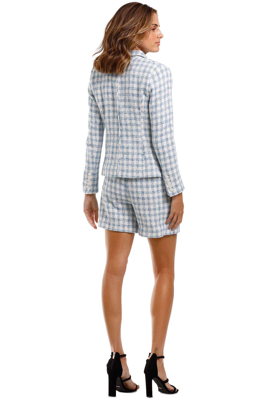 Plaid blazer and shorts set discount