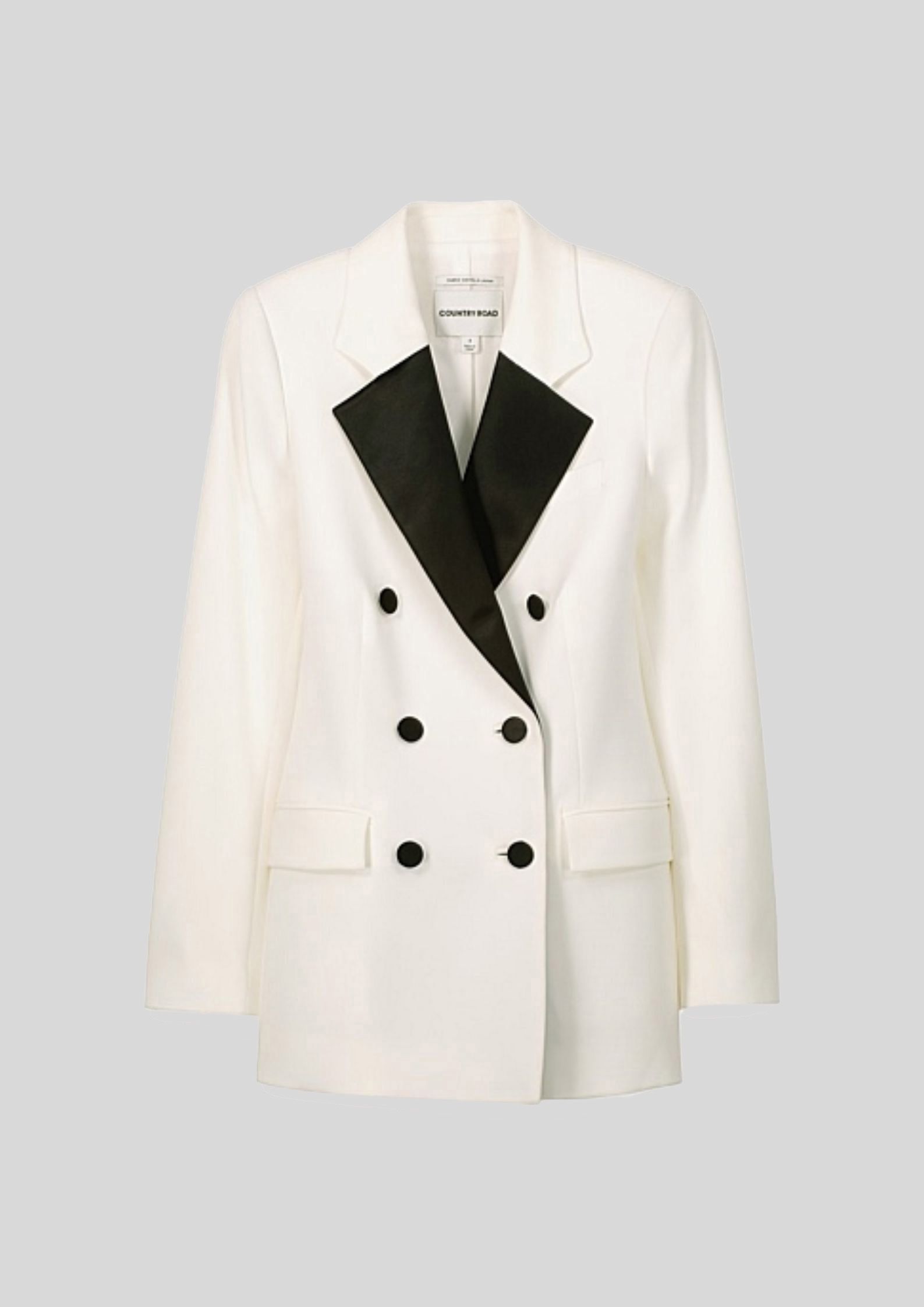 Country Road - Contrast Tux Blazer - White