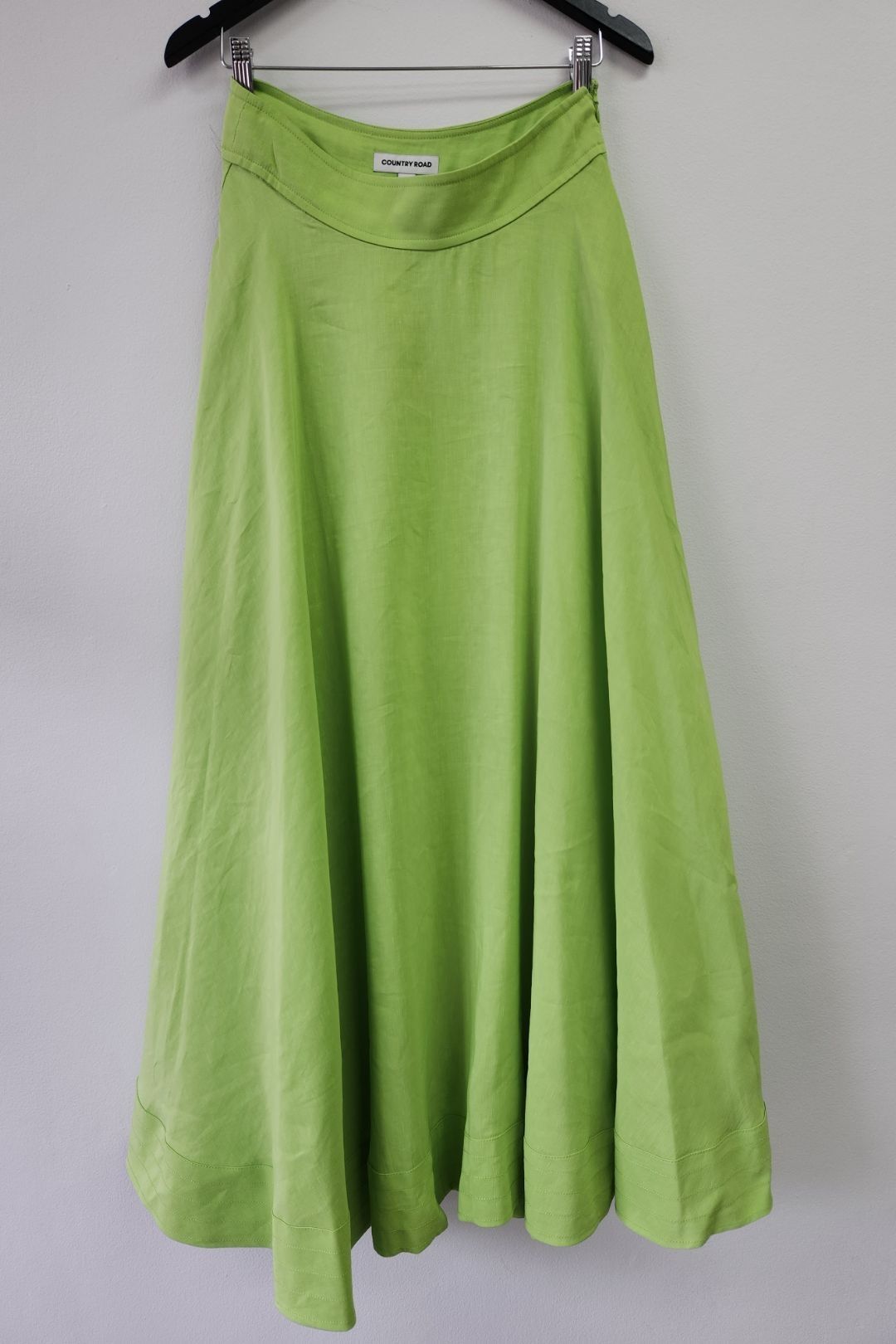 Country Road - Green Stitch Detail Maxi Skirt