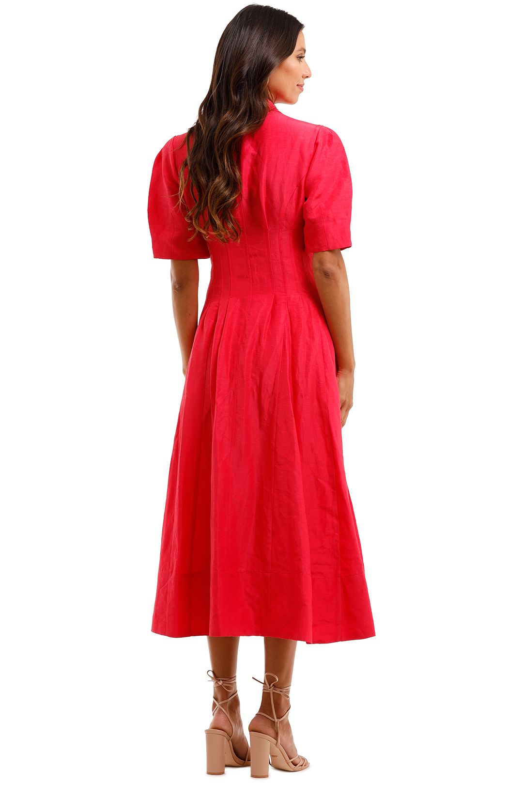 country road red dress Country Road Red Dress Size Small Sleeveless Gathered Waist Belted