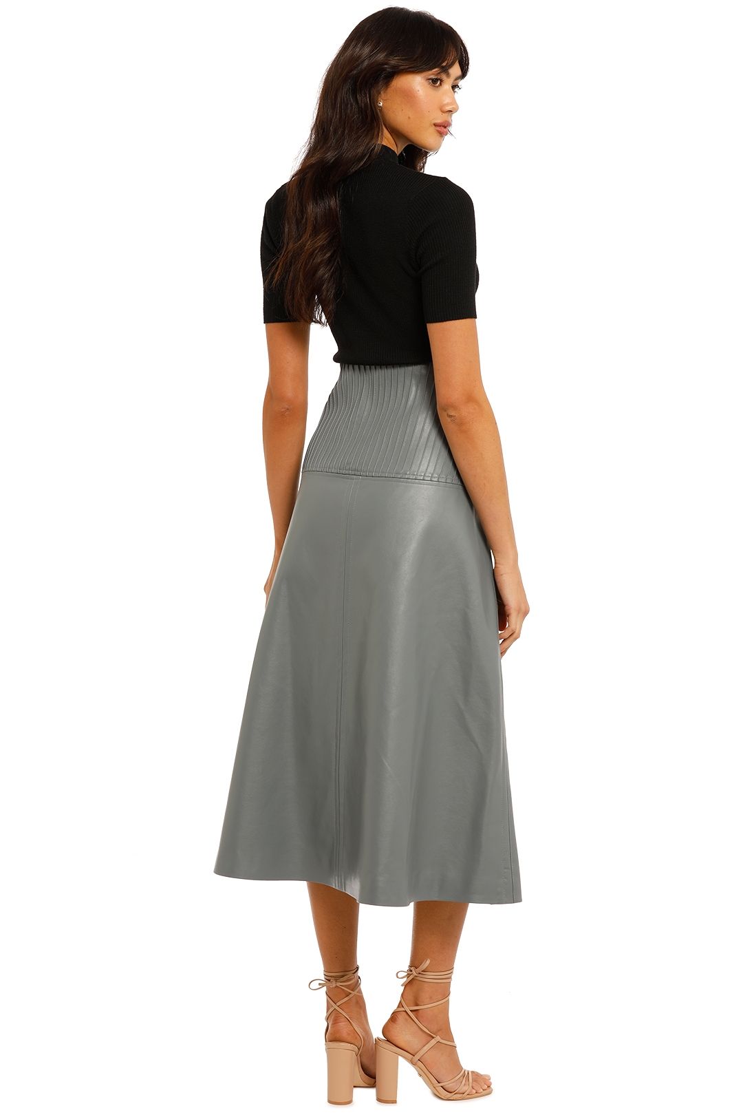 Country Road Panelled A-Line Skirt Slate PU