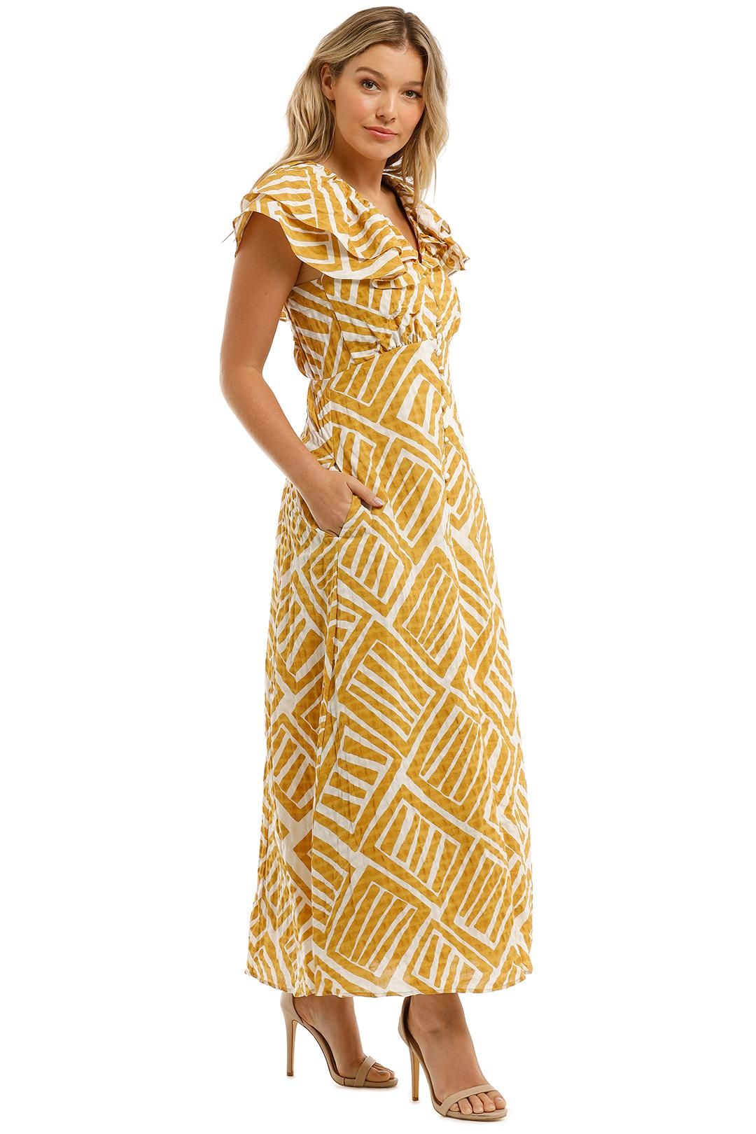 Country road frill top sleeve linen dress