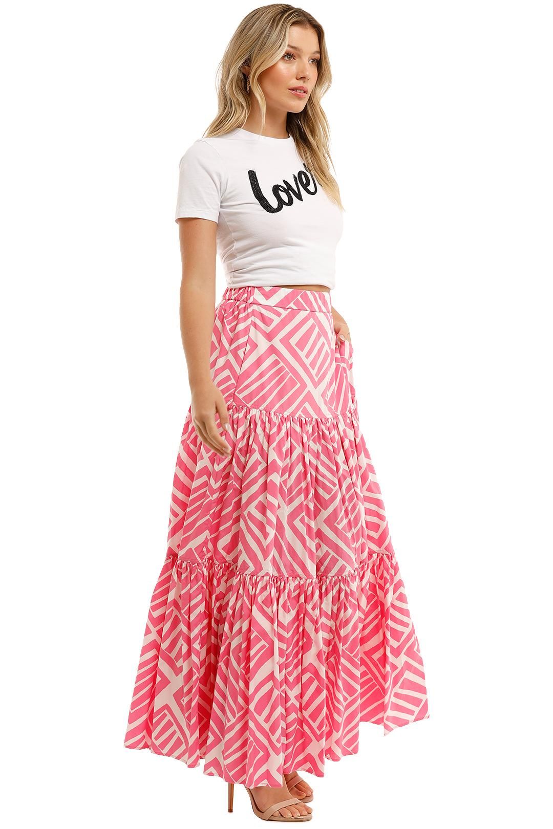 High waisted floral print tiered hi-lo maxi skirt hotsell