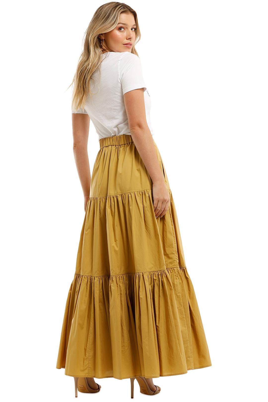 Mustard tiered maxi skirt shop