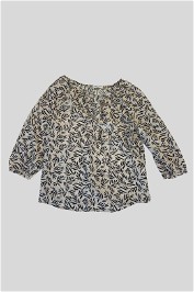 Skin and Threads Cream and Black Printed Tie Front Blouse 