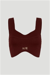 Parfum Corset Crop Knit Top in Chestnut Red