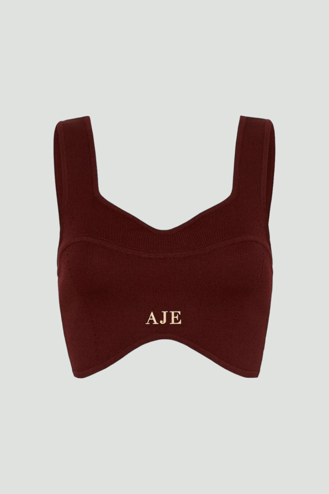 Parfum Corset Crop Knit Top in Chestnut Red