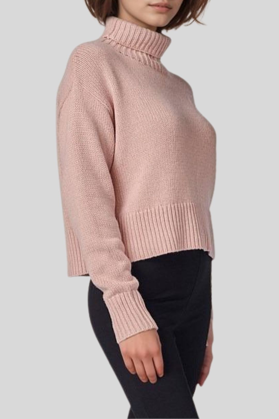 Ena Pelly Cropped Roll Neck Knit Blush