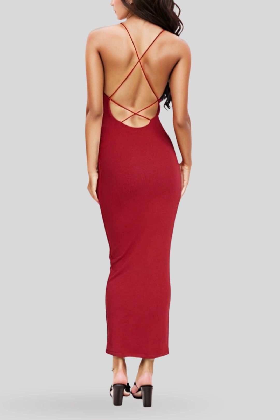 CSB Open Back Rib Maxi Dress