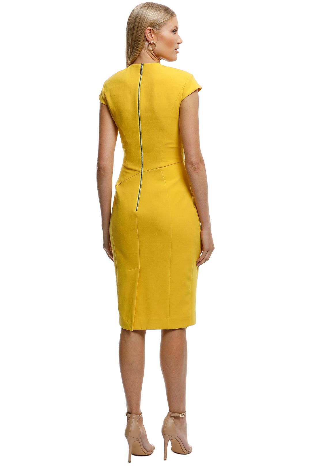 CUE-Mustard-Asymmetric-Pencil-Dress-Mustard-Back