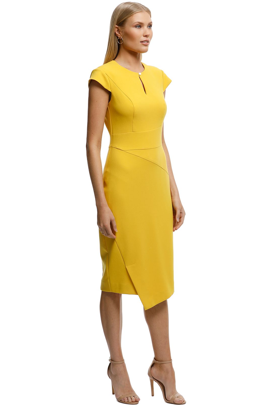 CUE-Mustard-Asymmetric-Pencil-Dress-Mustard-Side