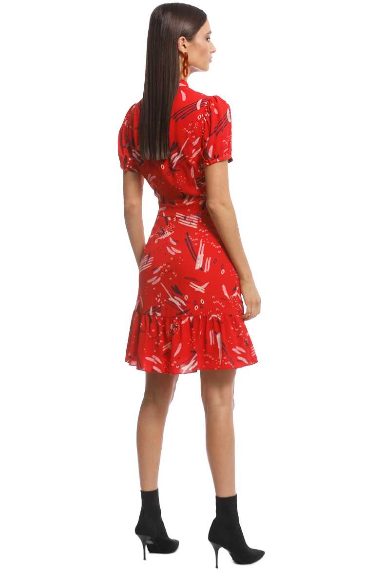 Abstract Brushstroke Ruffle Hem Dress by Cue for Rent