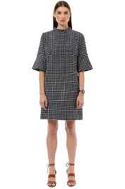 Cue - Blue Check Shift Dress - Grey - Front