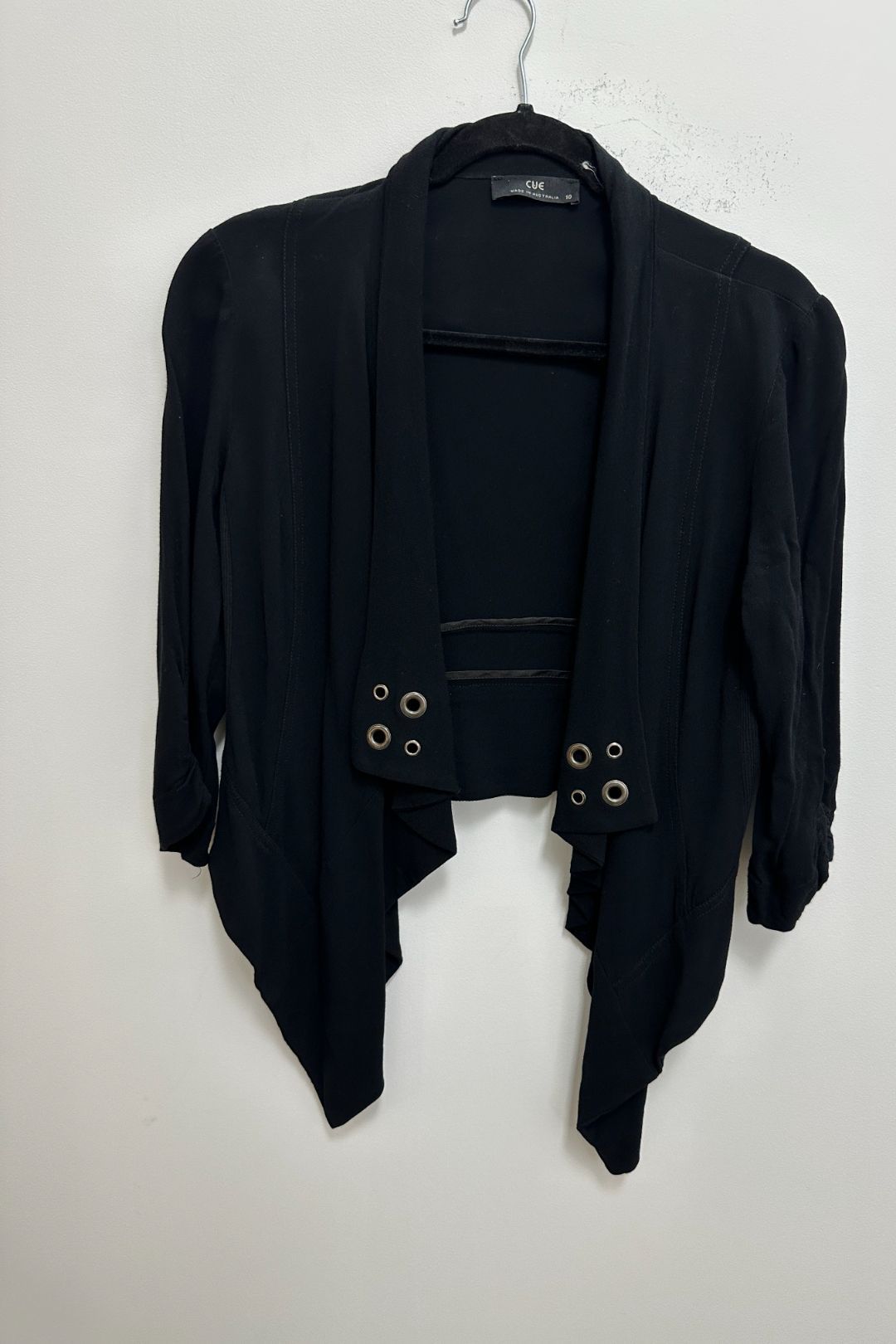 Cue - Draped Waterfall Front Jacket in Black