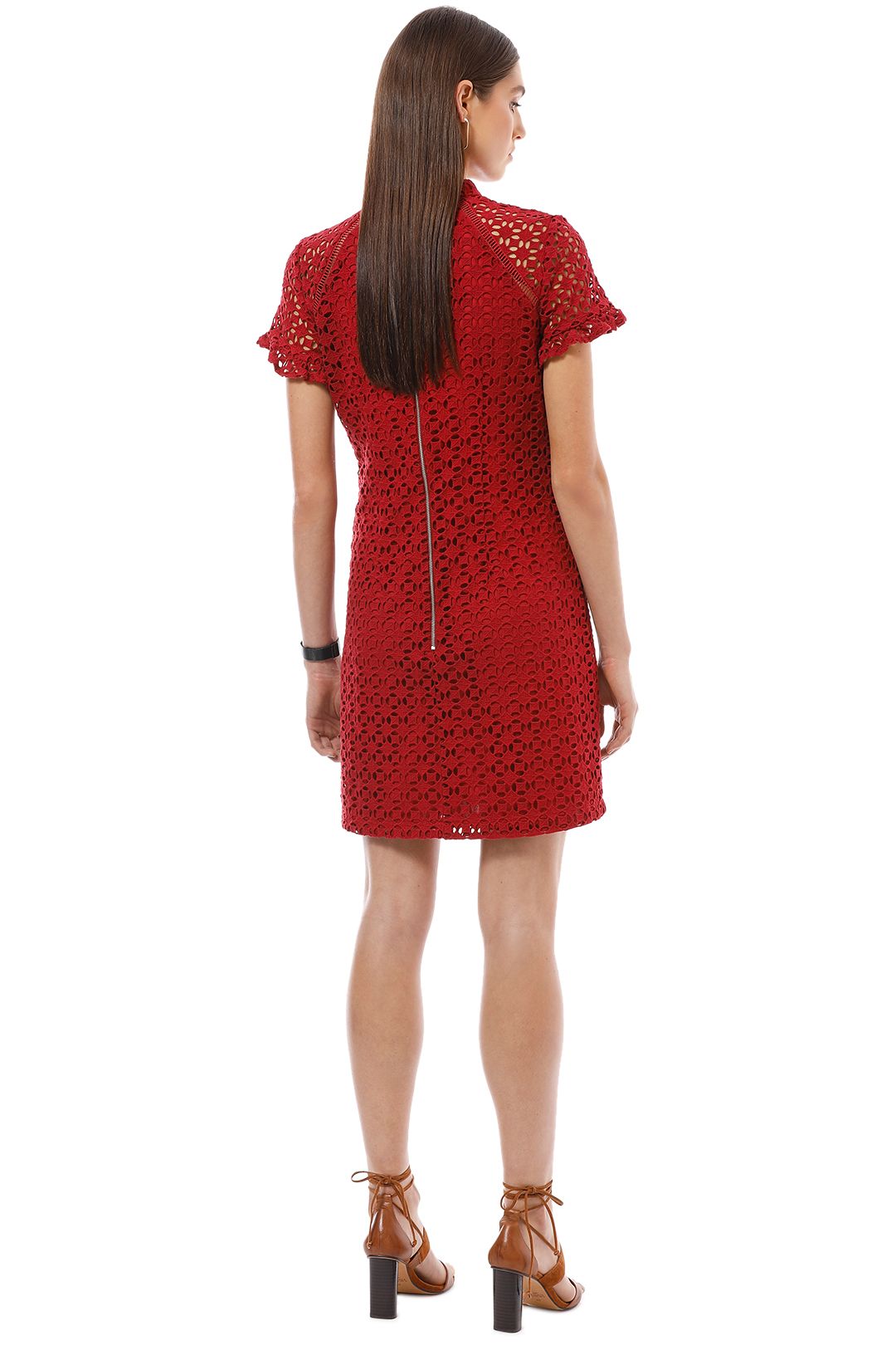 Cue - Lace Shift Dress - Red - Back