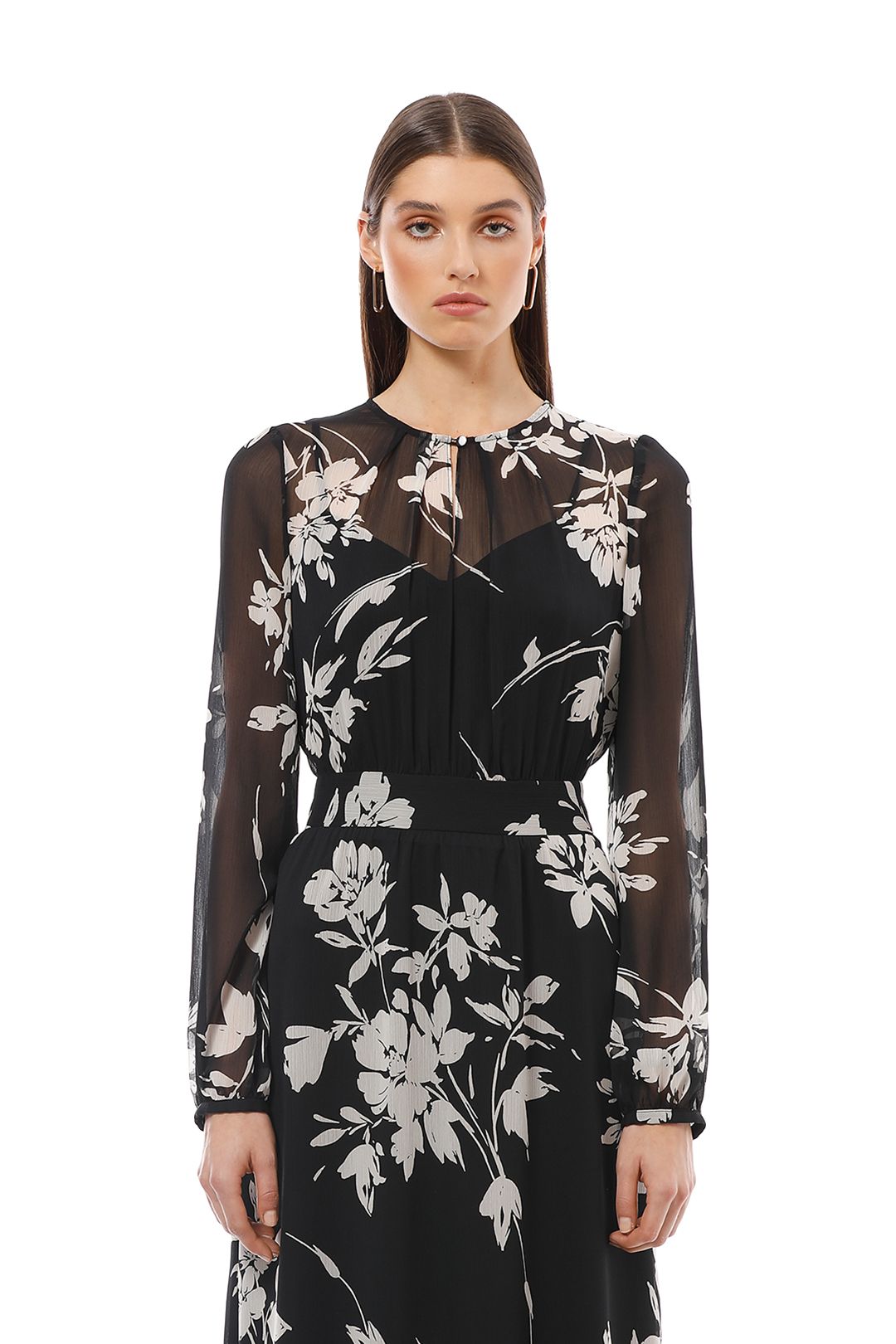 Monochrome Floral Midi Dress by Cue for Hire GlamCorner