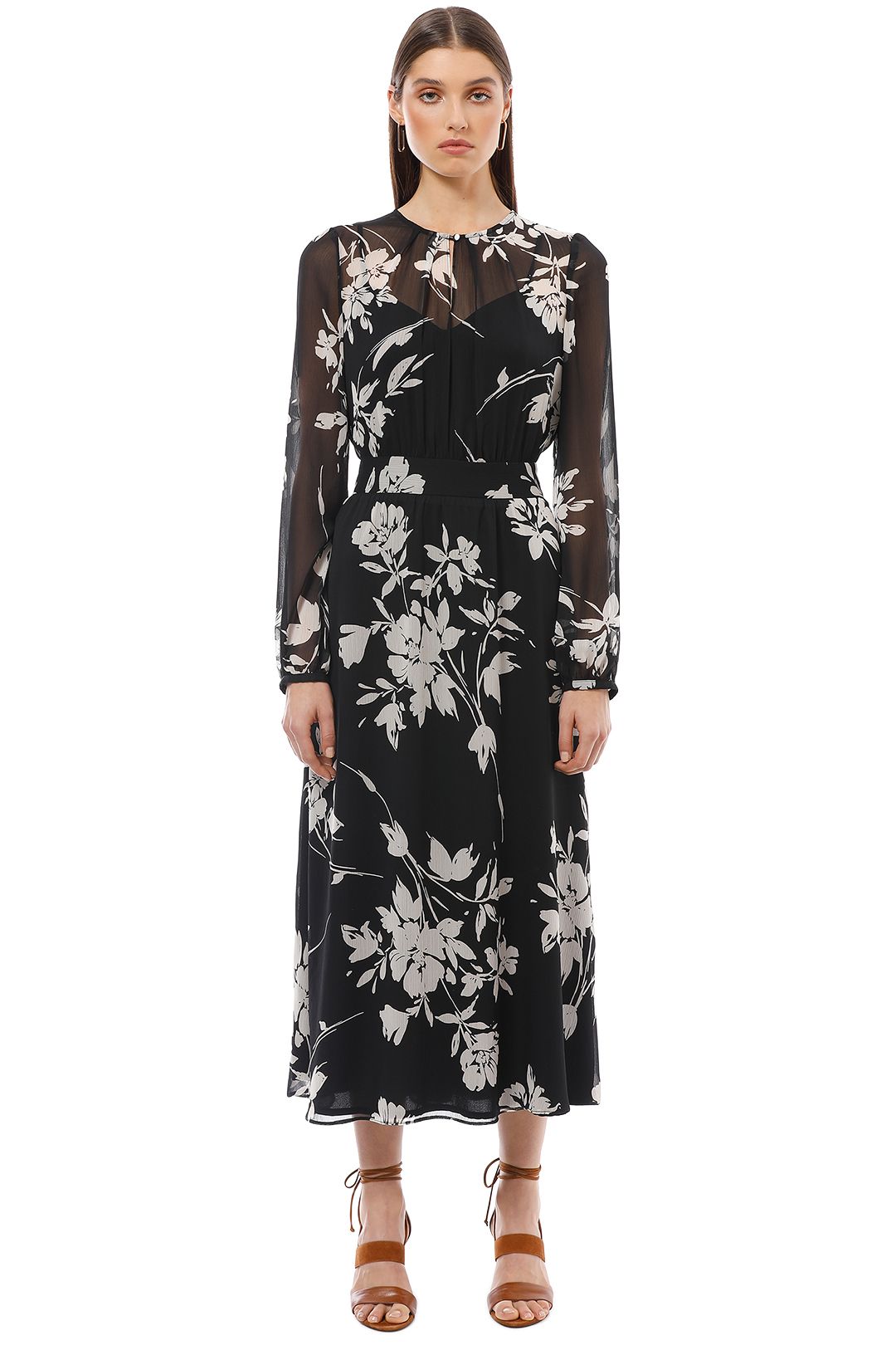 Monochrome Floral Midi Dress by Cue for Hire GlamCorner