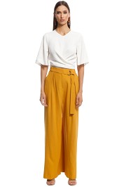Cue - Mustard Wide Leg Pant - Yellow - Front
