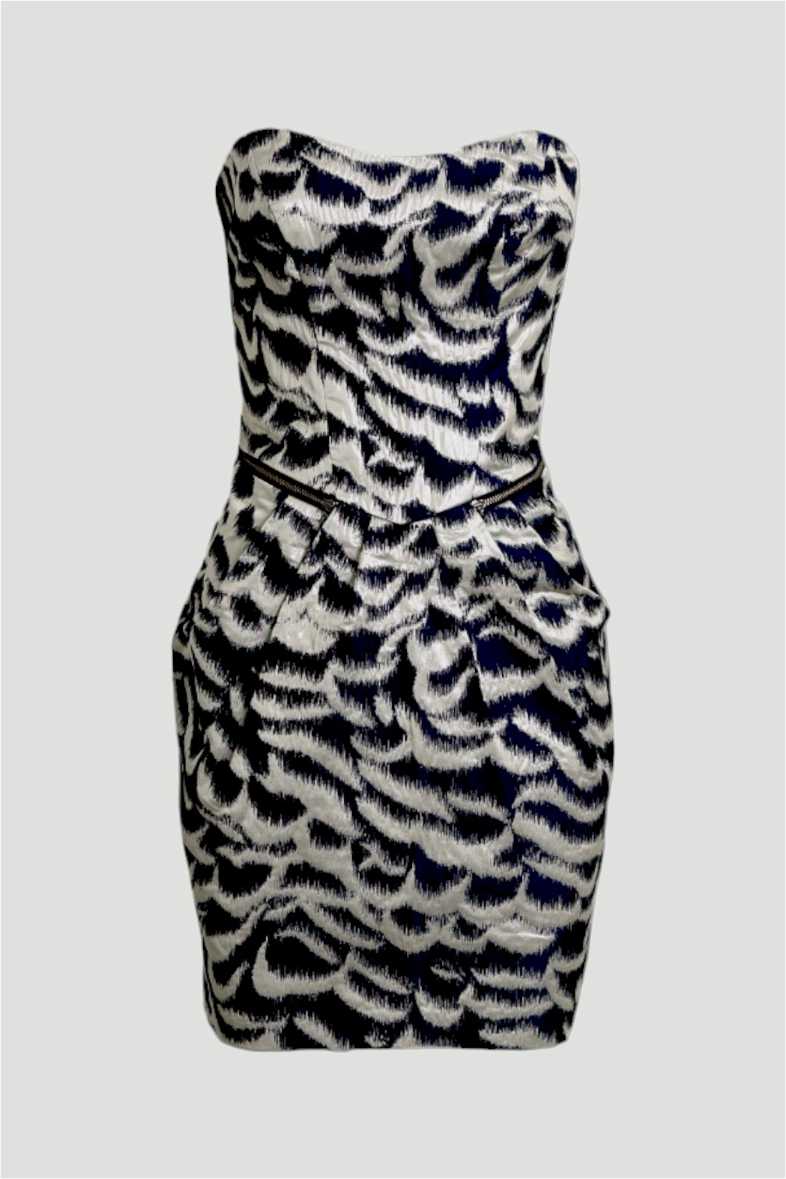Navy Printed Tailored Dress