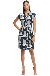 Cue - Textured Geo Spot Dress - Multi - Front