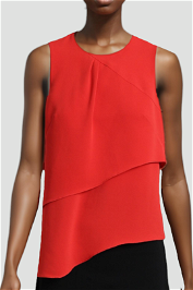 Cue Asymmetrical Red Layered Top