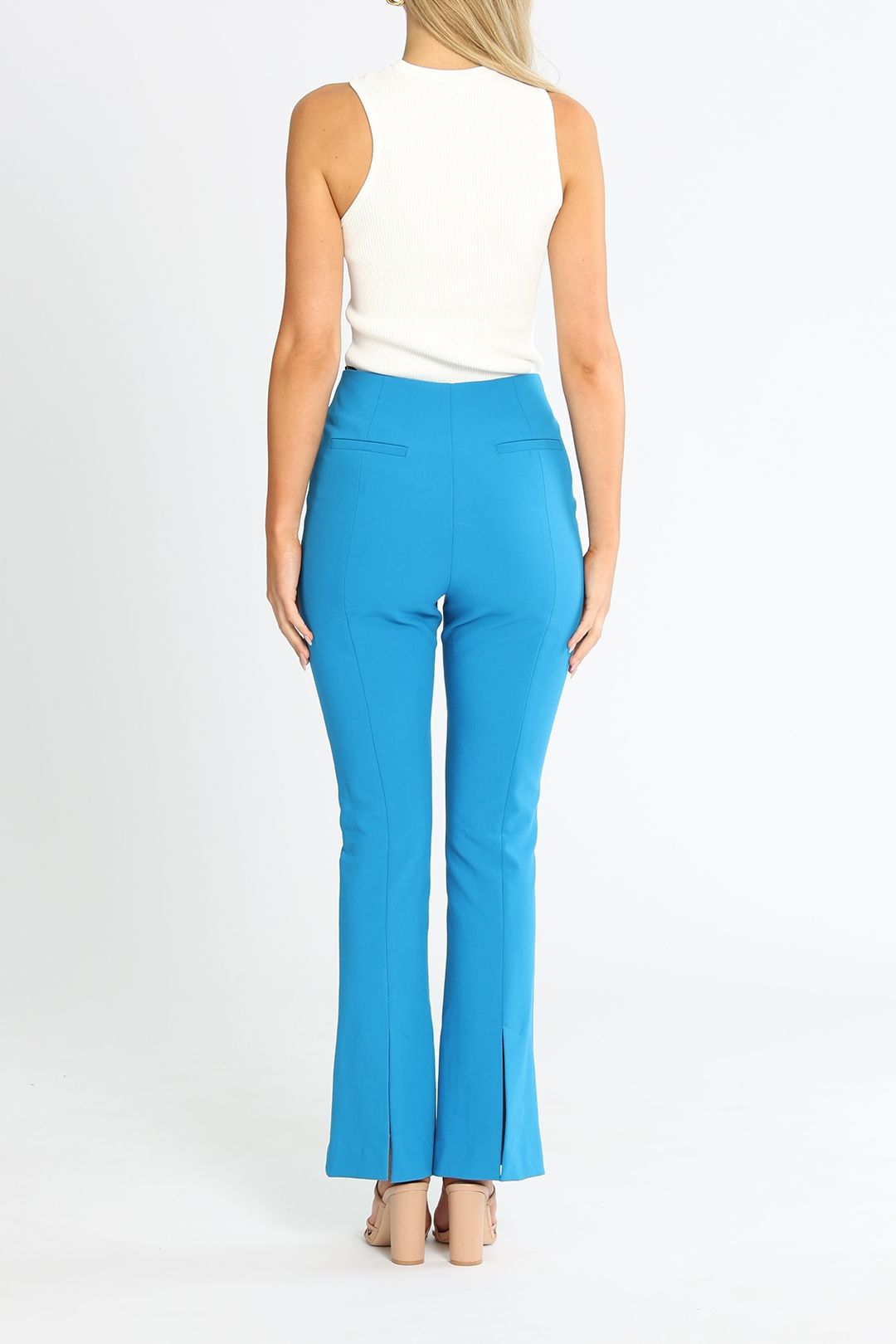 Cue Blue Flared Pant Welt Pockets