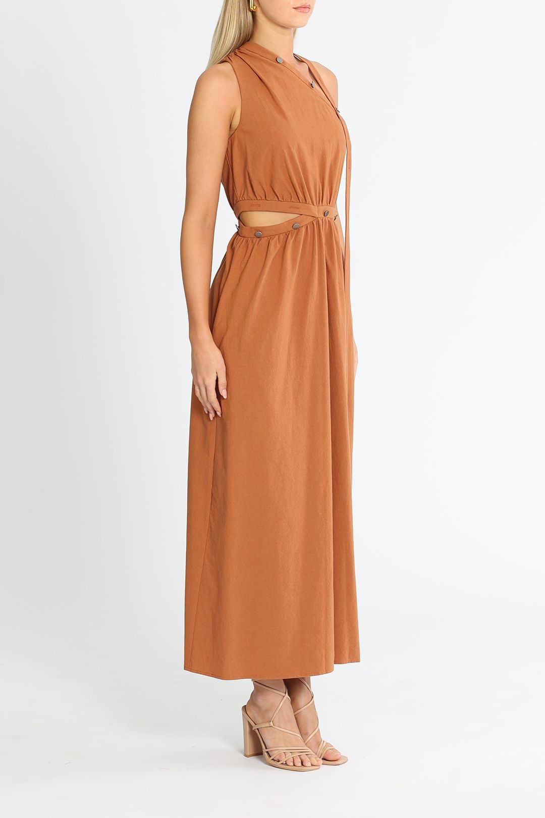 Hire Cotton Buttoned Asymmetric Dress Cue GlamCorner