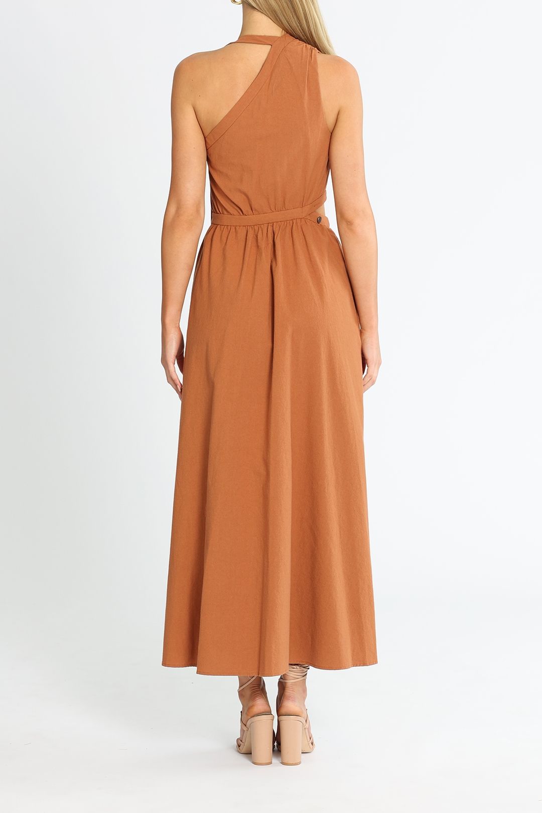 Cue Cotton Buttoned Asymmetric Dress Maxi