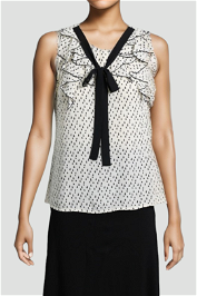 Cue Georgette Ruffle Motif Top in Black and White