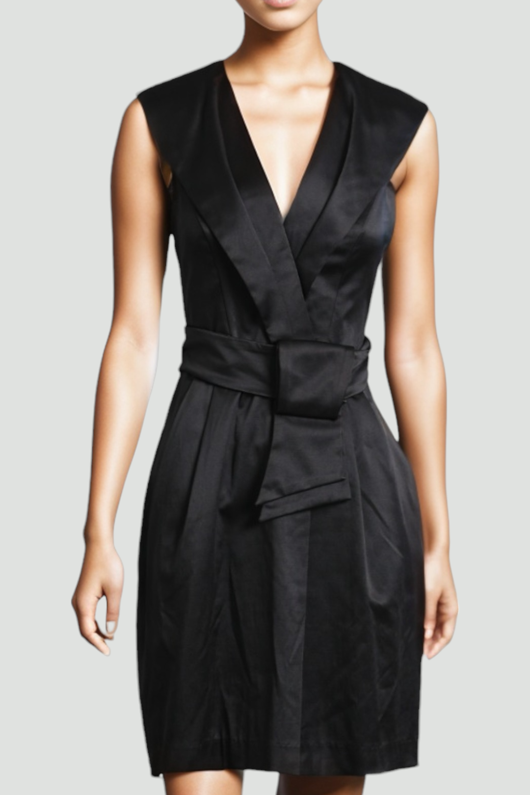 Objsateen Wrap Dress Black