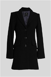 Cue Single Breasted Viscose Coat in Black