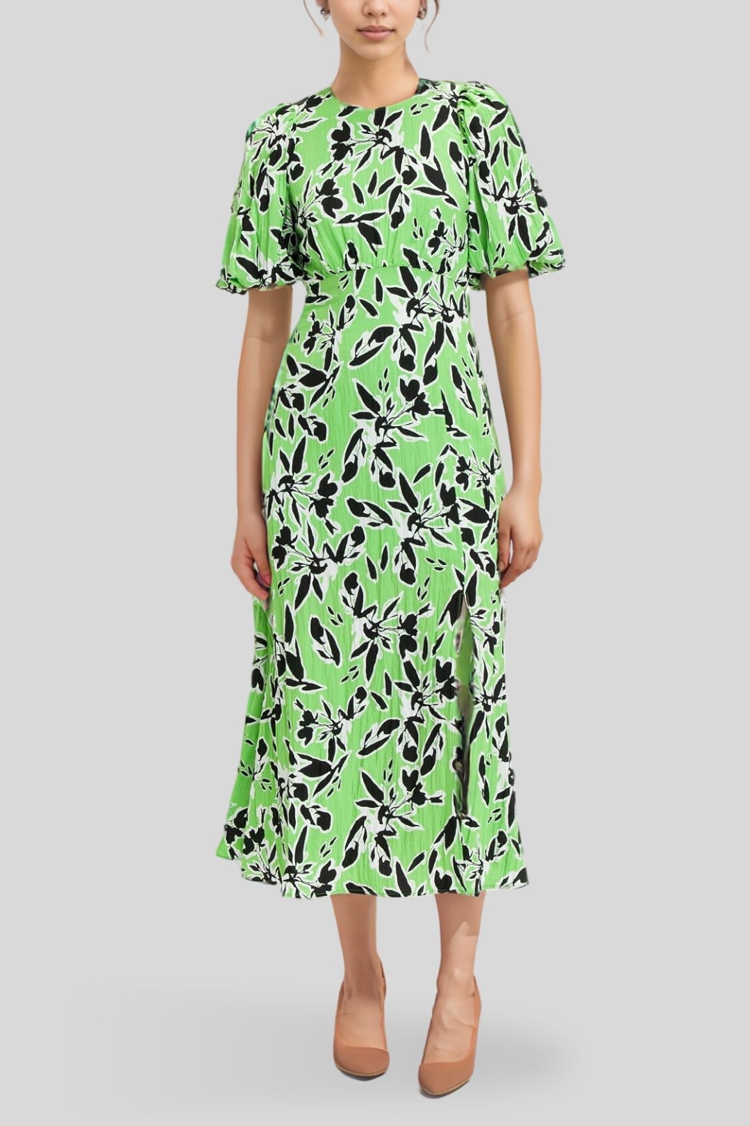 Hire Artistic Floral Midi Dress in Green CUE GlamCorner