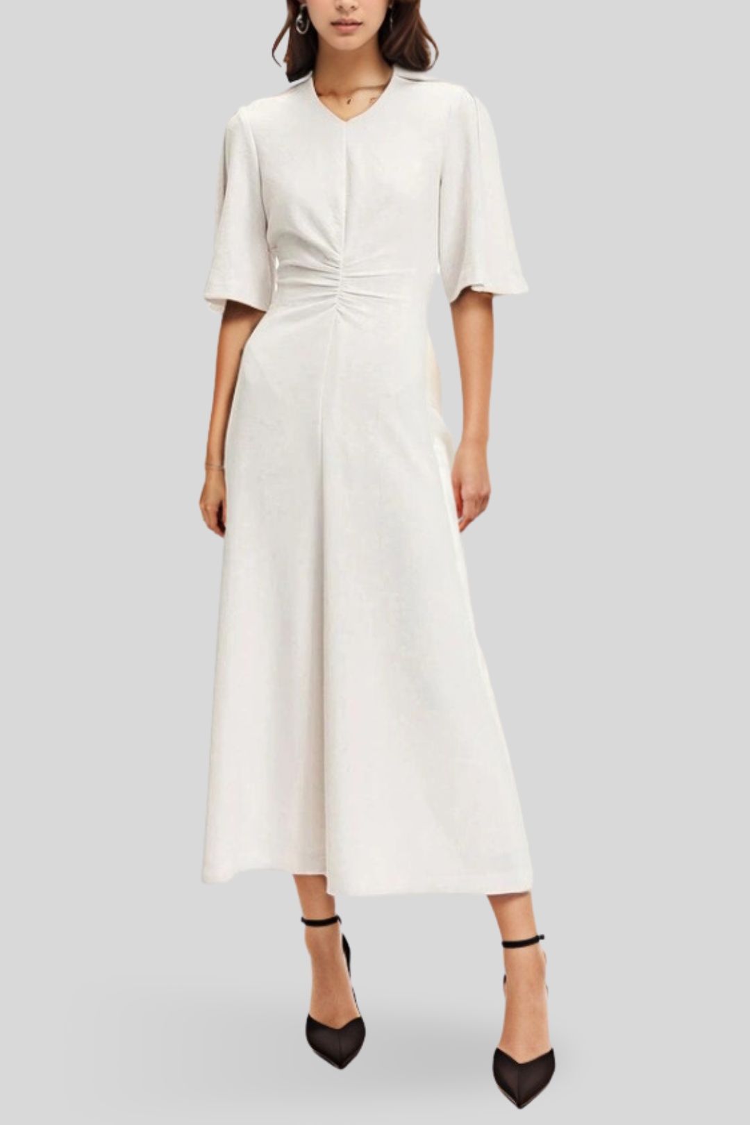 CUE - Ruched Front Midi Dress