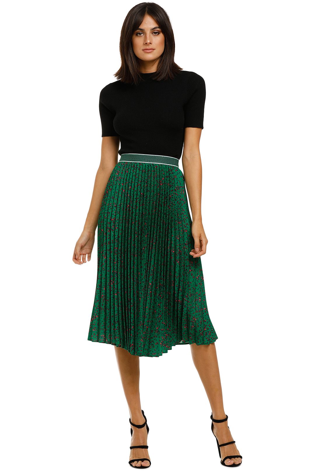 Clothing Green Pleated Midi Skirt Australia Side Pleat Skirt In