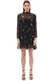 Cynthia Rowley - High Tide Tiered Ruffle Knee Length Dress - Black - Front