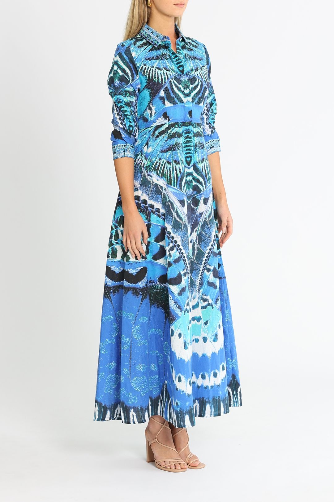 Czarina Wild Feathers Linen Dress Collared