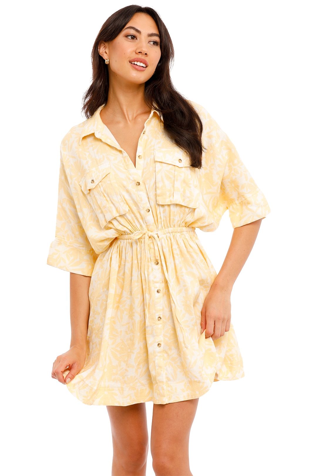 Dallas Dress in Yellow Apricot Daisy Significant Other yellow