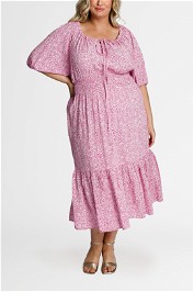 Dani Marie Diana Prairie Midi Dress Pink