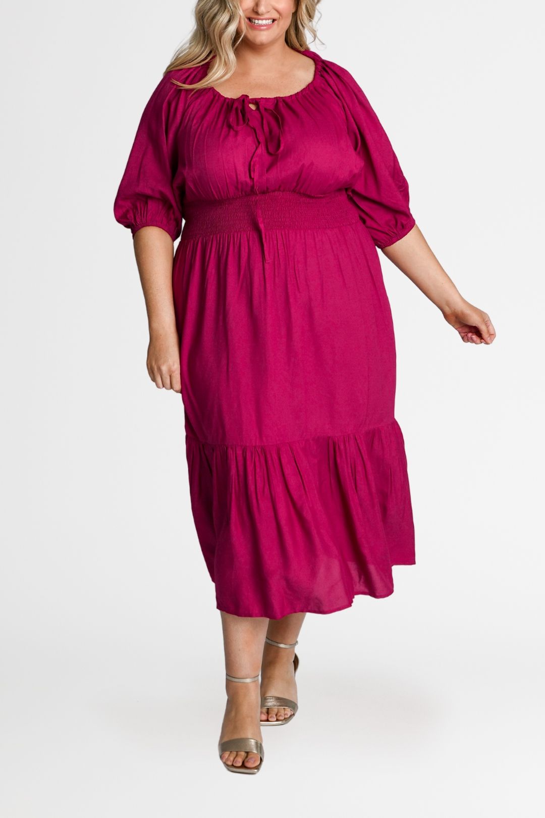 Dani Marie Diana Prairie Midi Dress Plum
