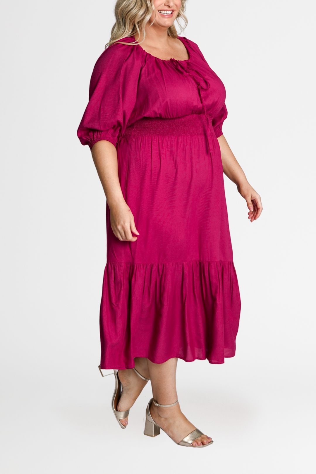 Dani Marie Diana Prairie Midi Dress Tie Neck