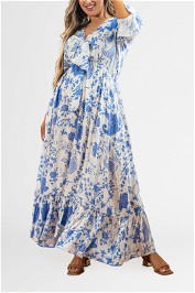 Dani Marie Nicole Tie Front Maxi Dress Blue