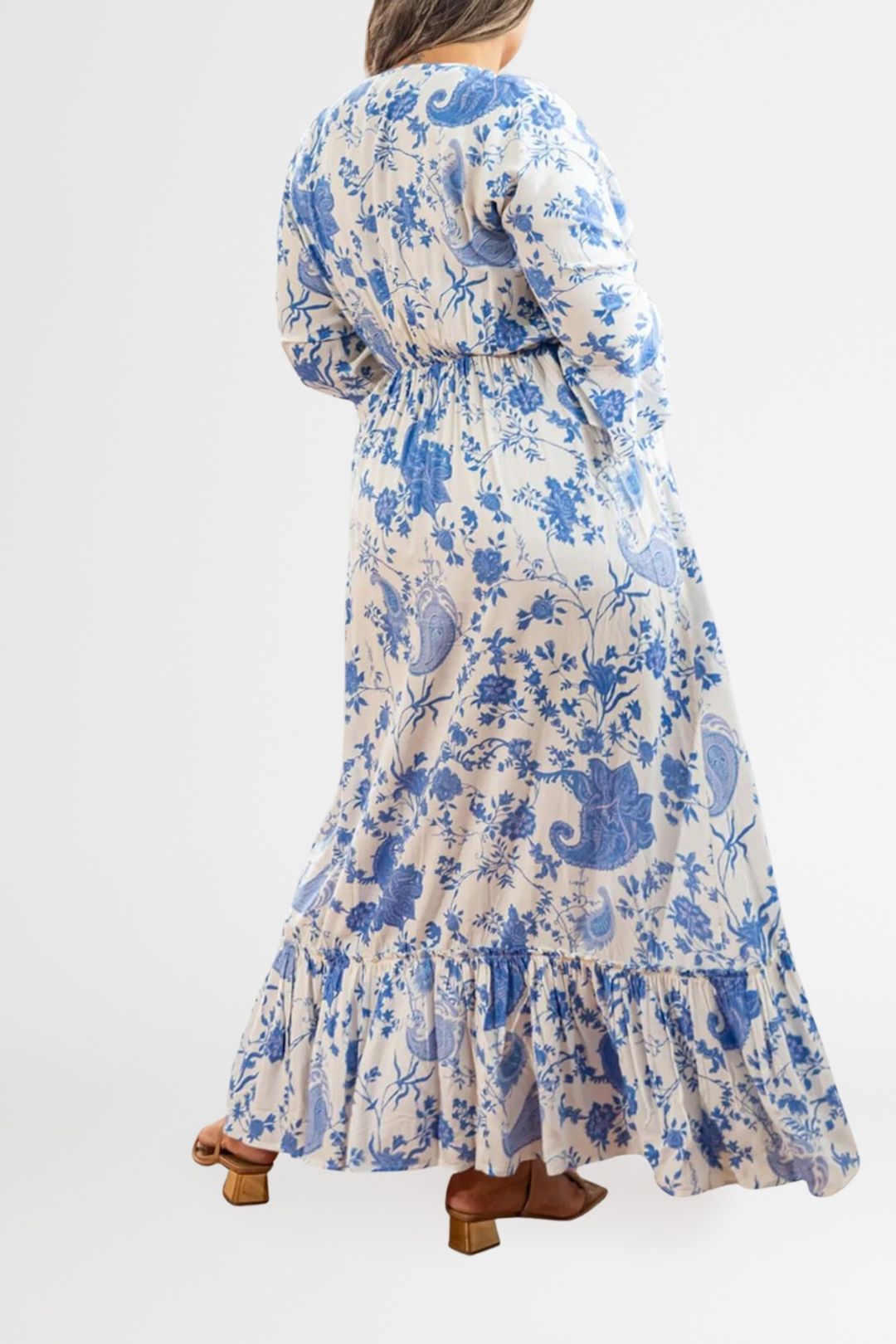 Dani Marie Nicole Tie Front Maxi Dress Blue Floral