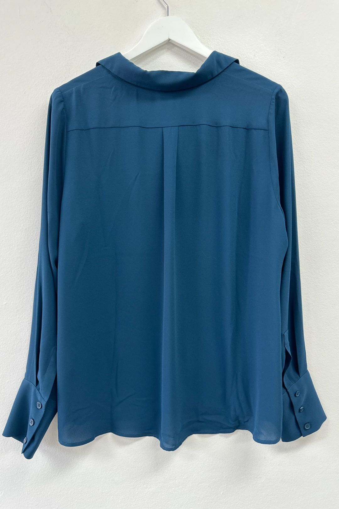 Cue Dark Teal Yoke Cut Out LS Collared Shirt